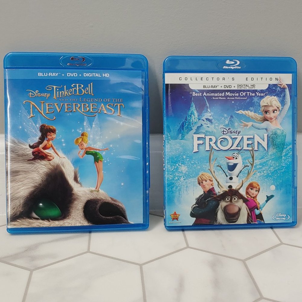 Disney's FROZEN and TINKERBELL: LEGEND OF THE NEVERBEAST Blu-Ray + 4 DVD Set